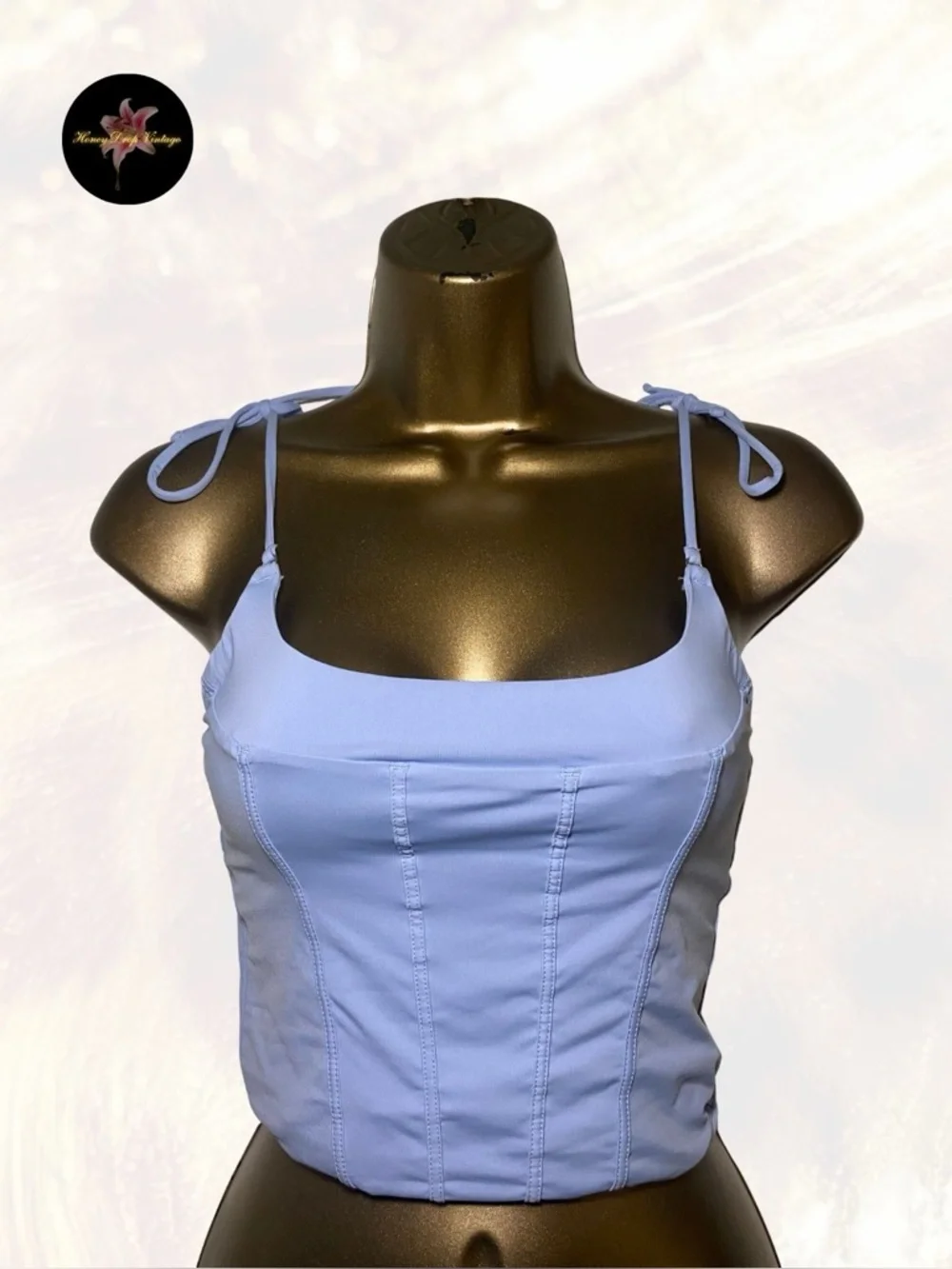 Gilly Hicks Sky Blue Tie-Strap Corset Top